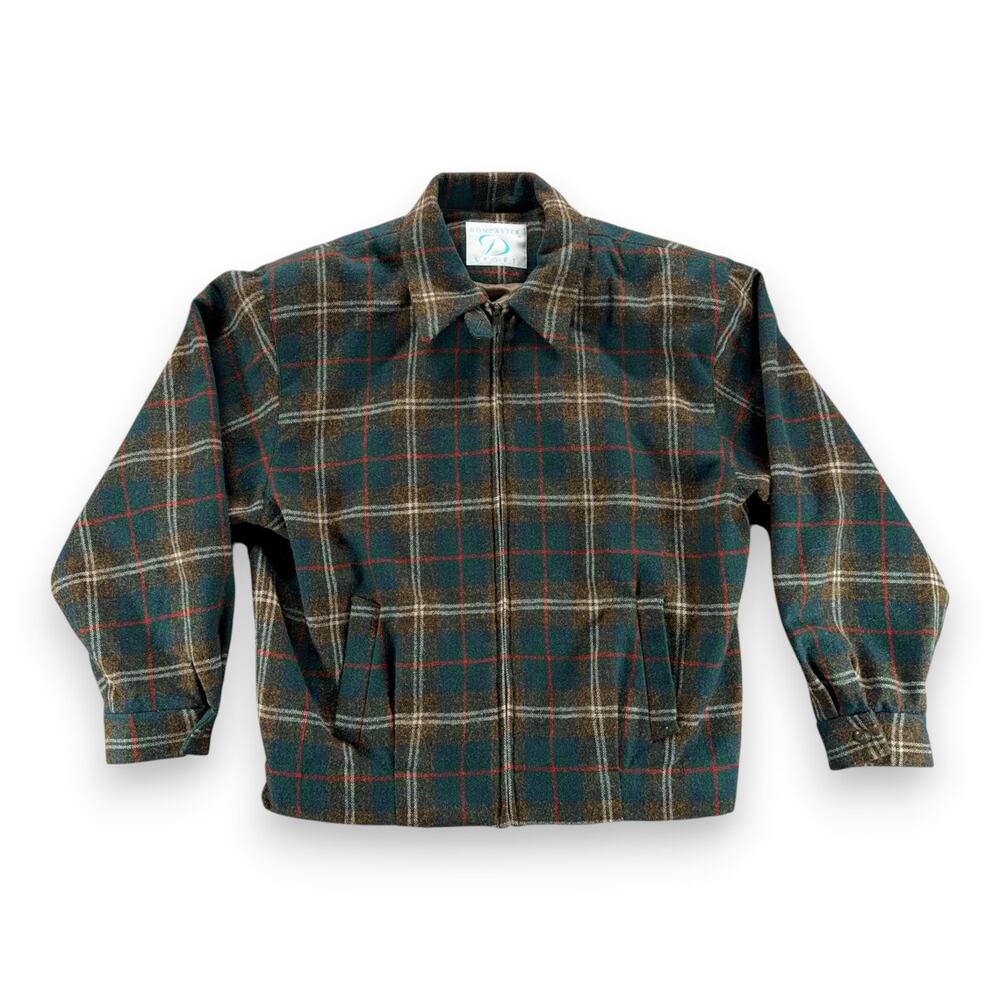 Vintage Doncaster Jacket Womens EXTRA LARGE Green Plaid Harrington Talon USA 90s
